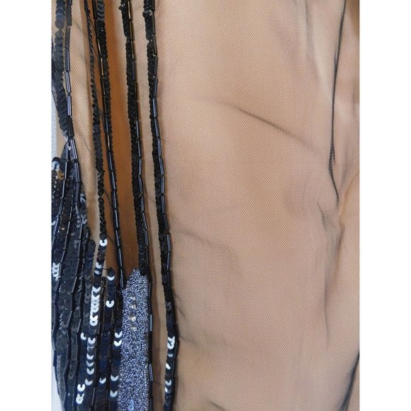 Saks Fifth Avenue Womens Sleeveless Black Net Beaded Sequins Top Size 10 - Picture 5 of 7